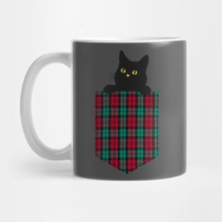 Black cat in green pocket Mug